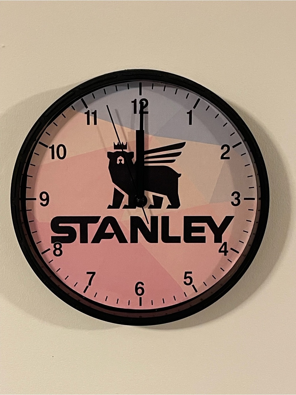 Stanley Pink Gradient Wall Clock with Black Logo and Numerals